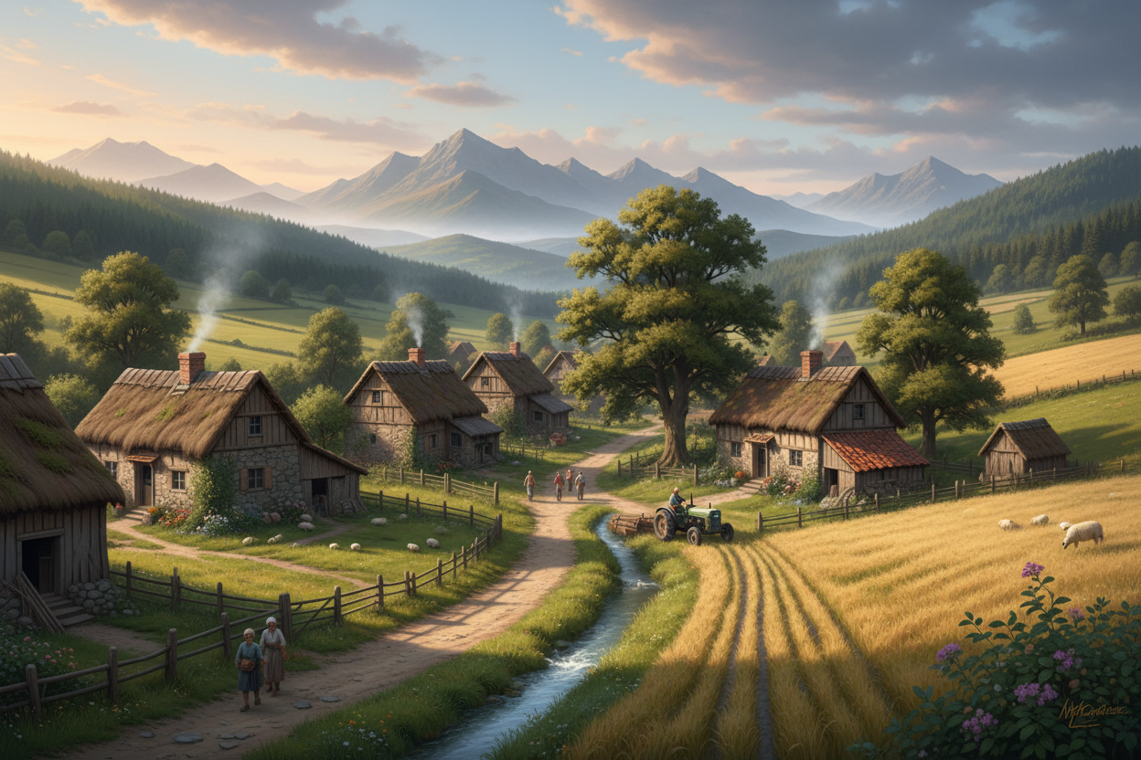 Farm, Village background